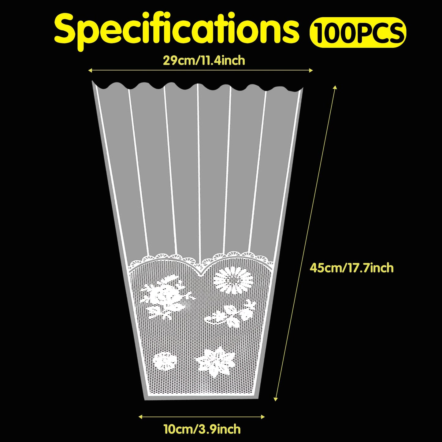 FOIMAS 100pcs Flower Bouquet Bag Plastic Wrapping Bags Clear Floral Bouquet Sleeve Cellophane Sleeves Flower Bouquet Packaging Bags for Flower Craft Birhtday Wedding Valentine's Day Mother's Day