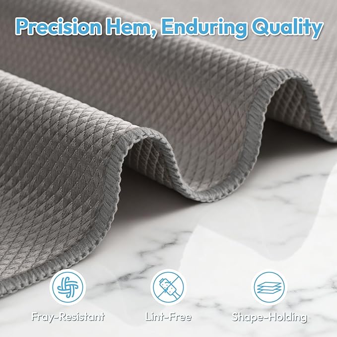 Nanoscale Microfiber Cloths 15.55”x 15.55”, Glass Window Mirror Stainless Steel Car Cleaning, Streak-Free, Lint-Free, Super Thick & Absorbent, Reusable, 6 Pack (Gray)