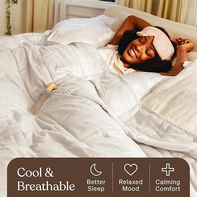 Baloo Weighted Blanket for Adults 12 lb Throw (Cocoa, 42"x72") | Cool & 100% Cotton | Machine Washable & Dryer Safe | Glass Microbead Fill