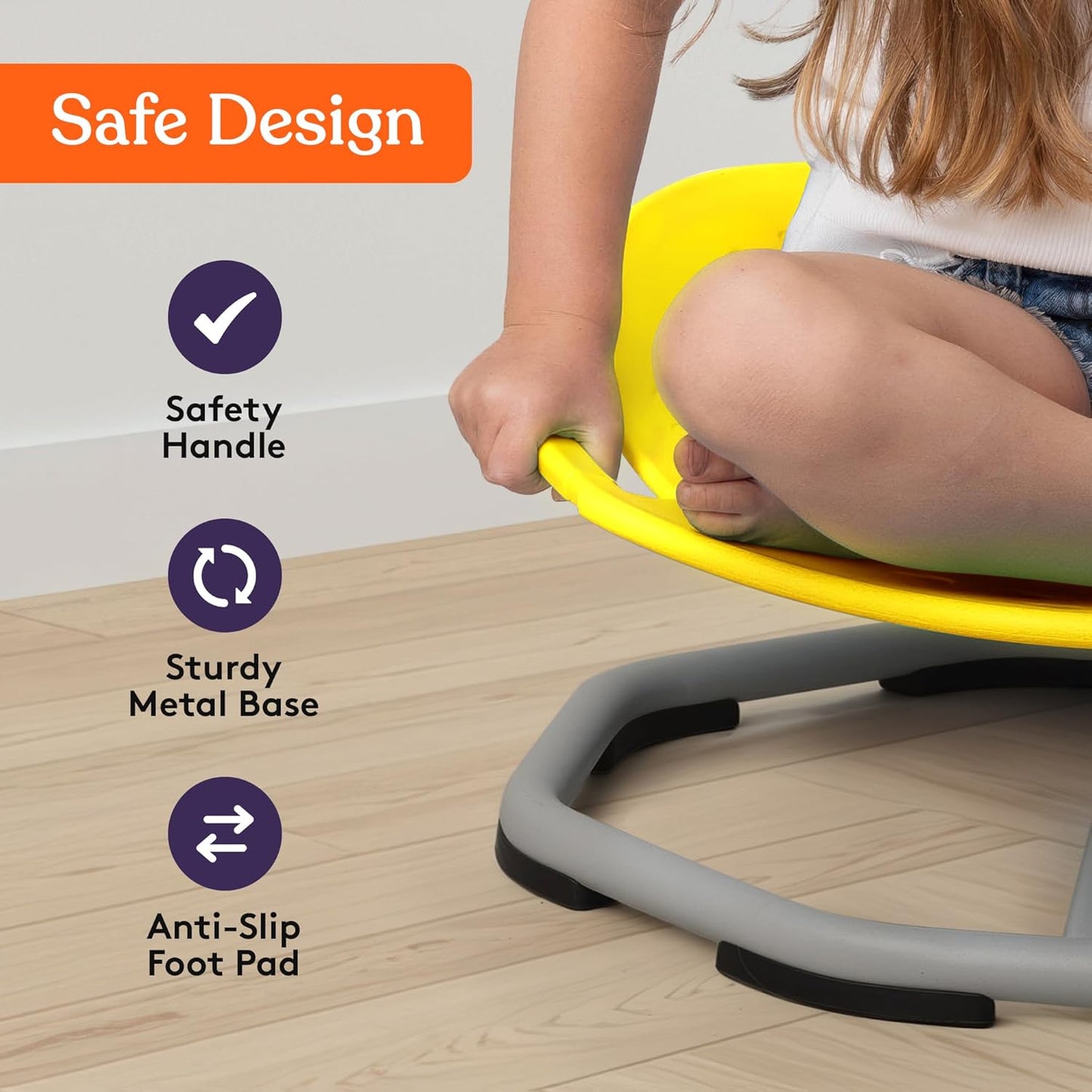 Special Supplies Spinning Chair for Kids- Versatile Kids Sit and Spin Sensory Chair for Training Body Coordination - Sensory Swivel Chair for Playroom, Bedroom, or Nursery (Yellow)