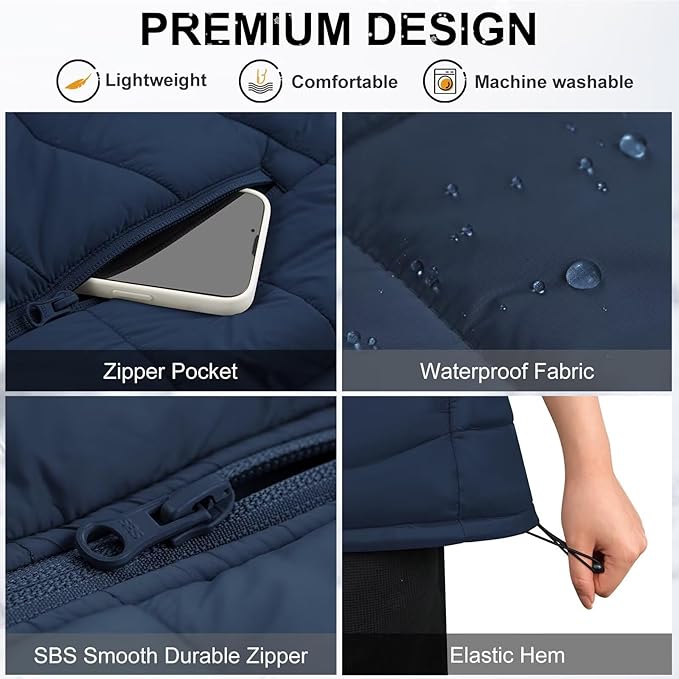 KOVNLO Heated Vest Women, (Battery Pack Not Included) Smart Controller With Lights-out, Electric Warming Heated Jackets