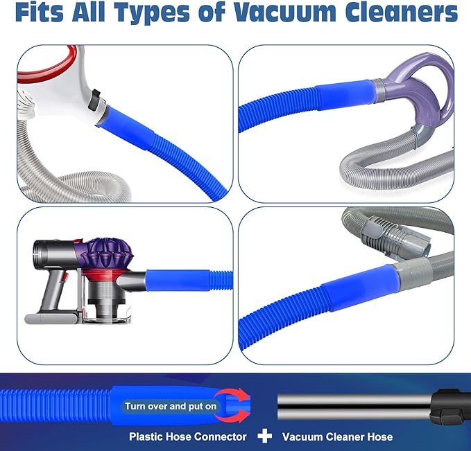 2 Pieces Dryer Vent Cleaner Kit Compatible with All Vacuum Cleaner, Dryer Lint Brush and Vacuum Hose Attachment, Quickly Lint Remover, Deep Blue