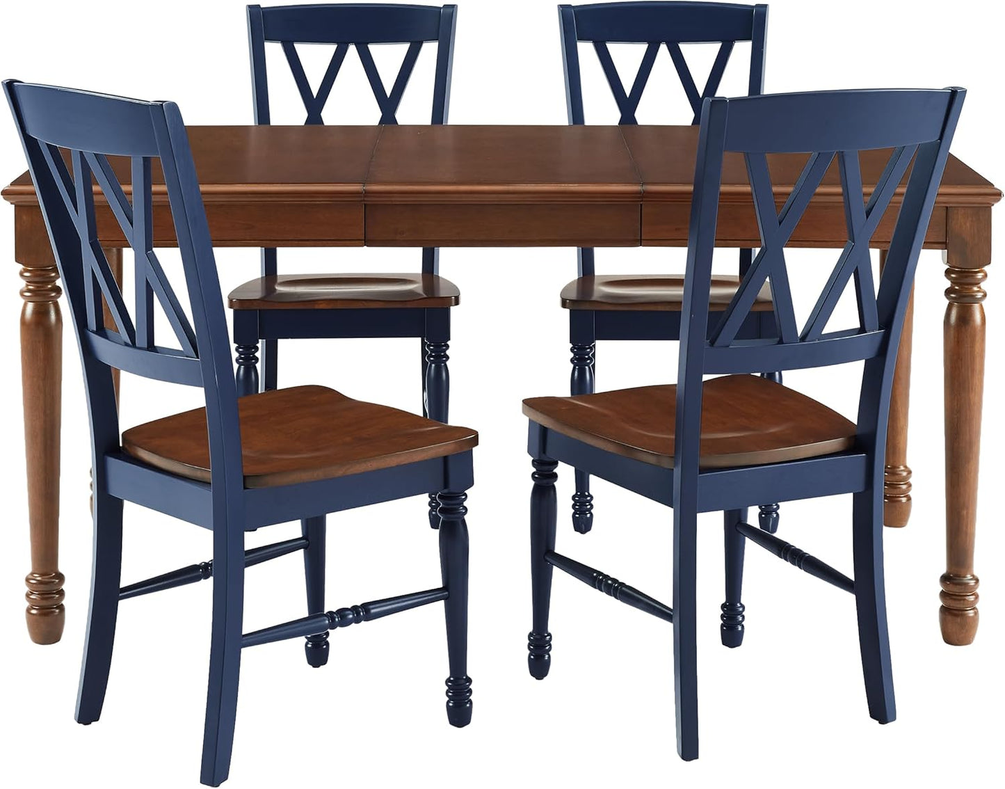 Crosley Furniture Shelby 5-Piece Traditional Dining Table Set for 4, Dinner Tables with Kitchen Chairs, Navy/Dark Cherry