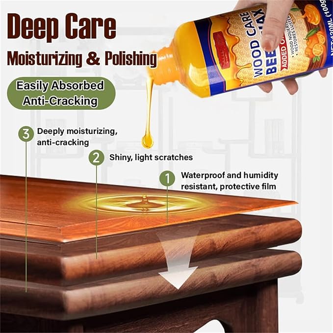 Natural Beeswax Orange Oil Wood Conditioner, Wood Polish Care Beeswax, Bees Wax Spray Furniture Polish, Natural Orange Oil Conditioner Spray for Floors (3)