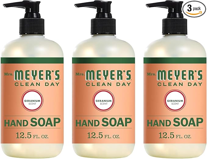Mrs Meyers Hand Soap Geranium 12.5 Ounce Pump (370ml) (3 Pack)