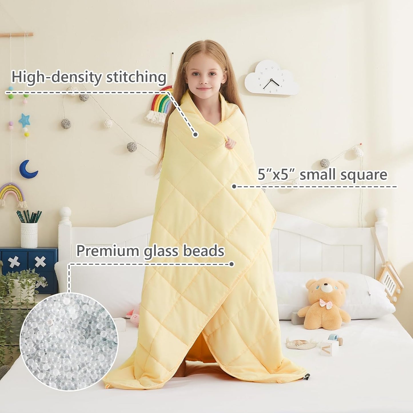 L'AGRATY Weighted Blanket - 36"x48" 5lbs Weighted Blanket Microfiber Material with Glass Beads Small Blanket for All-Season Summer Fall Winter Soft Thick Blanket