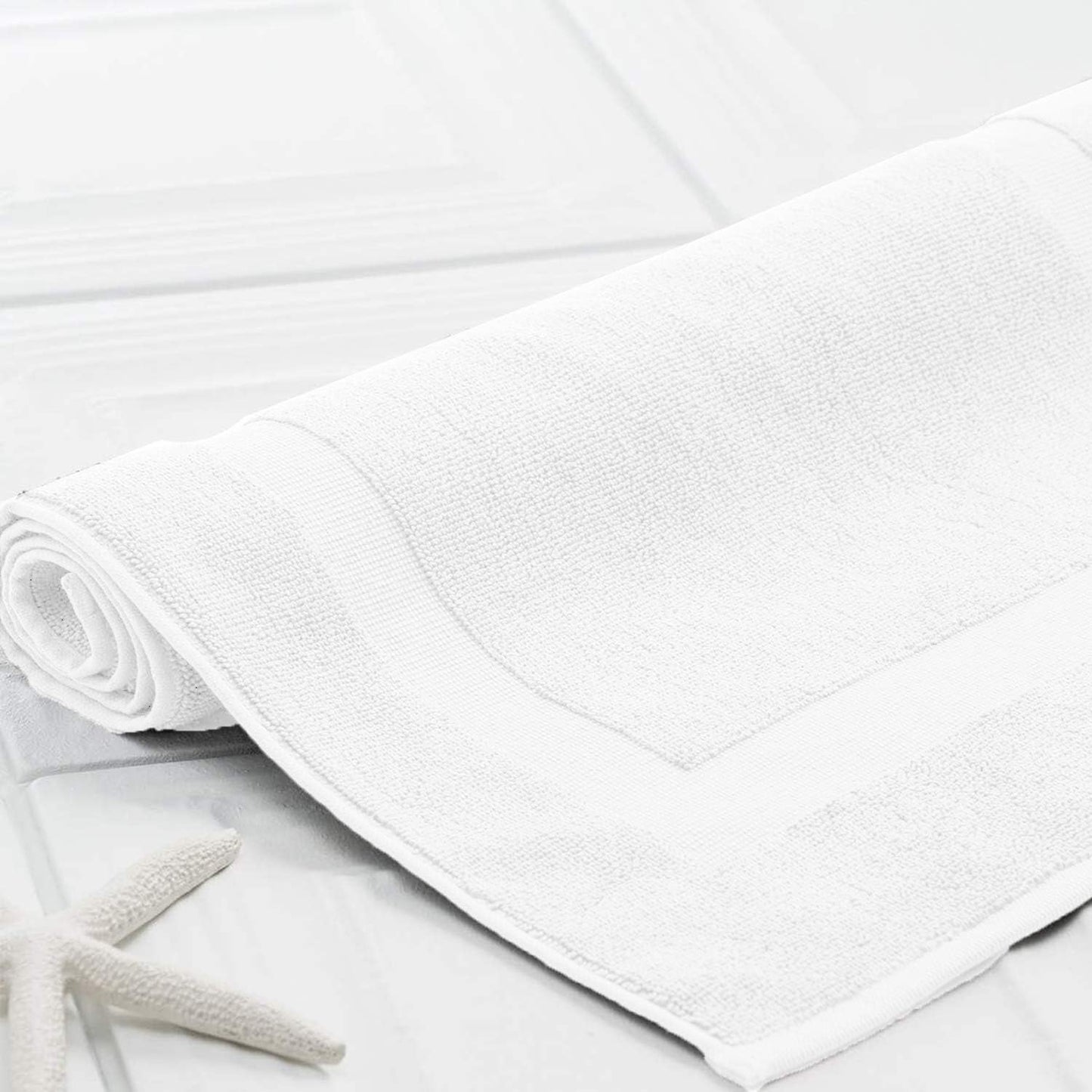 DAN RIVER Classic Cotton Bath Mats Set of 2 – Not a Bathroom Rug, Ultra Soft, Highly Absorbent & Machine Washable Bath Mat Towel for Bathroom Floor Mat – Durable, Quick-Dry, 21x34 Inches, White