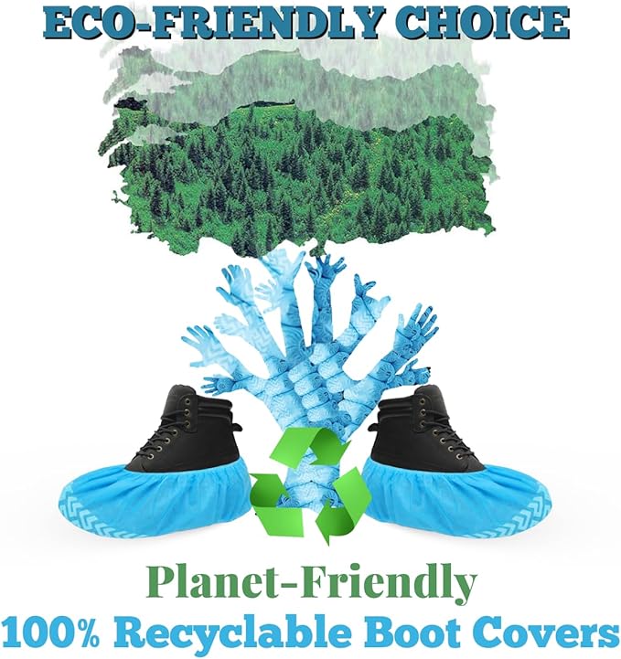X-Large 50 Pack Breathable Shoe Covers Disposable for Indoors - Reusable Non-Slip Blue Booties, Fits Up to Men’s Size 13, Ideal for Home, Office & Travel, Doubles as Travel Shoe Bags