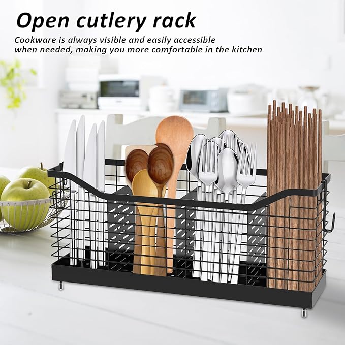 Utensil Holder Metal Counter Large Capacity Stable Cooking Utensil Organizer with 4 Nonslip Feet Cooking Utensil Holder for Home Kitchens