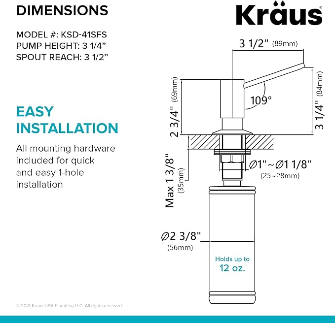 KRAUS Kitchen Soap and Lotion Dispenser in Spot Free Stainless Steel, KSD-41SFS
