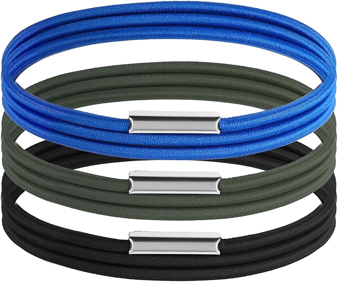 Trash Can Bands, Garbage Can Rubber Bands Heavy-Duty Garbage Bag Holder Elastic Band for 13-96 Gallon Bins, Band to Hold Trash Bags in Place, Set of 3 in Black Blue Green