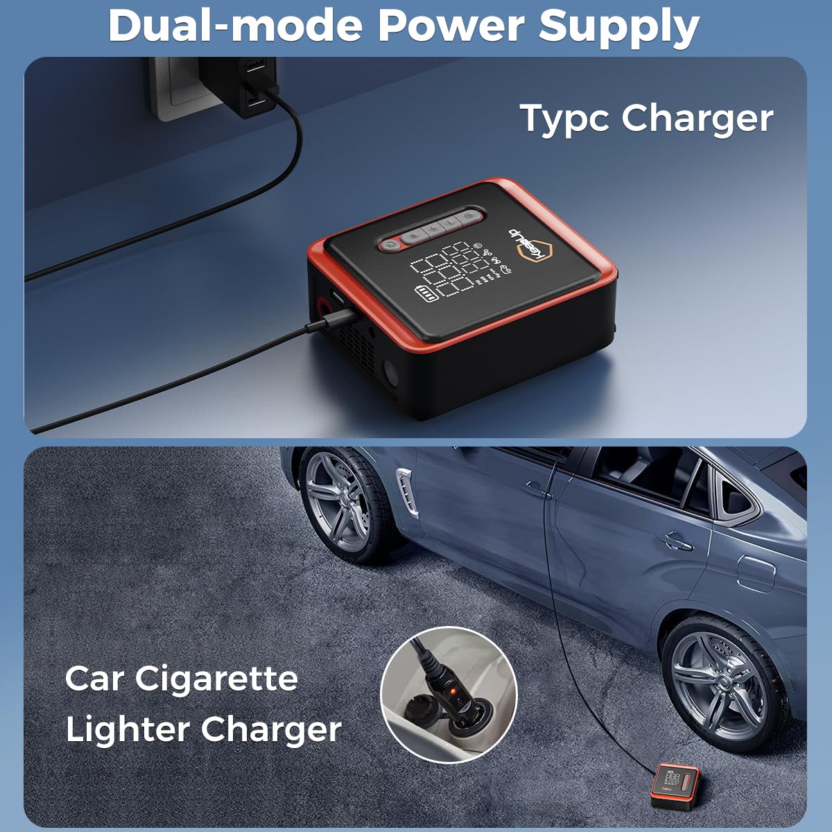Tire Inflator Portable Air Compressor,3X Faster Portable Tire Tump With 10000Mah Battery, 150Psi Cordless Air Pump For Cars, Bik