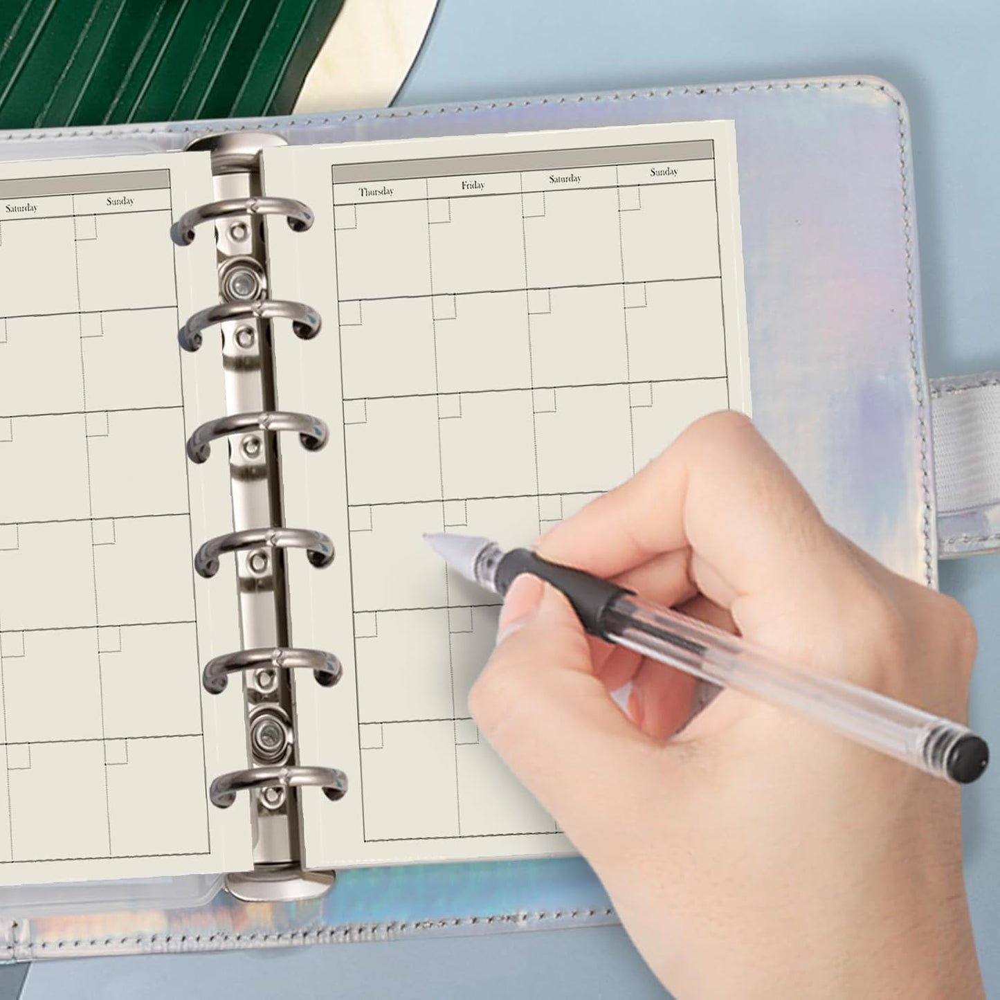Planner Refill, Pocket Notebook, Month Tracker Binder Refills for 6 Holes Filofax/Personal Journal, 100Gsm Quality,45sheets/90pages A7 Refill, 4.84 x 3.23'', Harphia