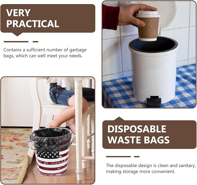 GALPADA 5 Rolls Black Trash Bags for Kitchen and Bathroom PE Garbage Bags Disposable Rubbish Liners for Home Waste Bins