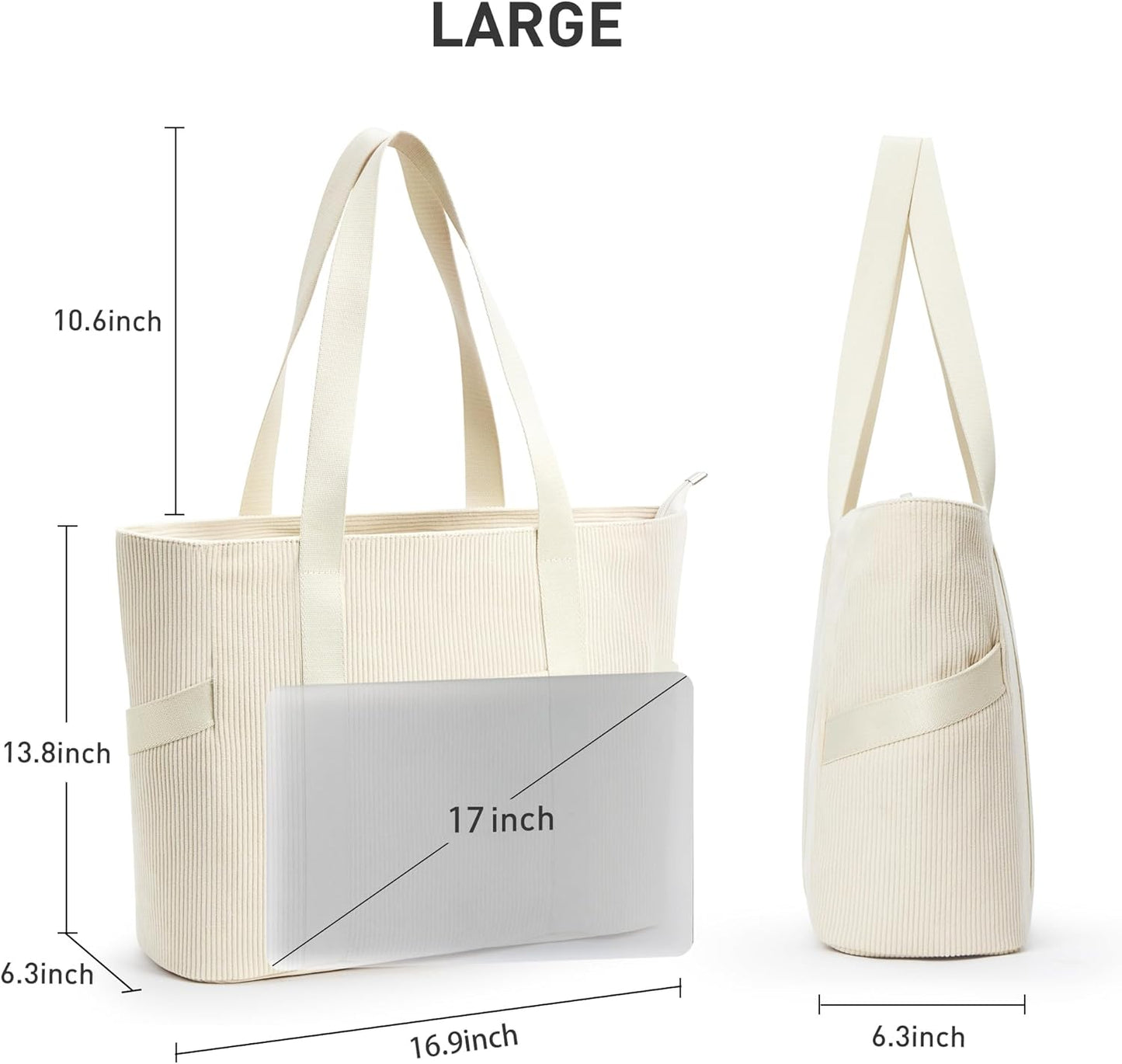 Tote Bag for Women with Zipper, Travel Tote Bags with Compartments Large Shoulder Bag Handbag for Gym Work School