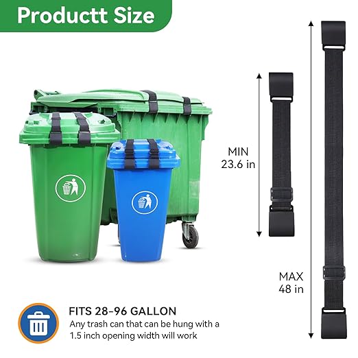 Vitalight 2PCS Trash Can Locks for Animals，Bear Proof Trash Can Locks with Durable Metal Claws, Adjustable Strap Fit for Most Outdoor Garbage Cans (28-96 Gallon)