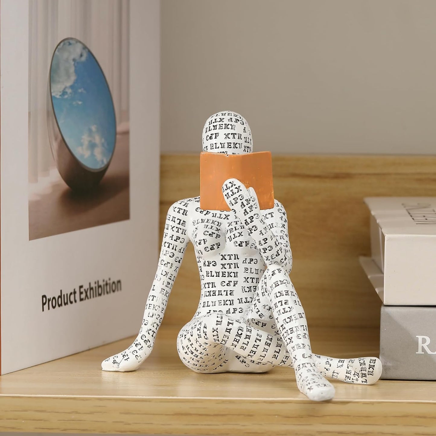 GRAPMKTG Home Decor Pulp Reading Women Thinker Statue Aesthetic Sculpture Room Decor Modern Abstract Decoration on Shelf Table Desk for Living Room Office Bedroom K