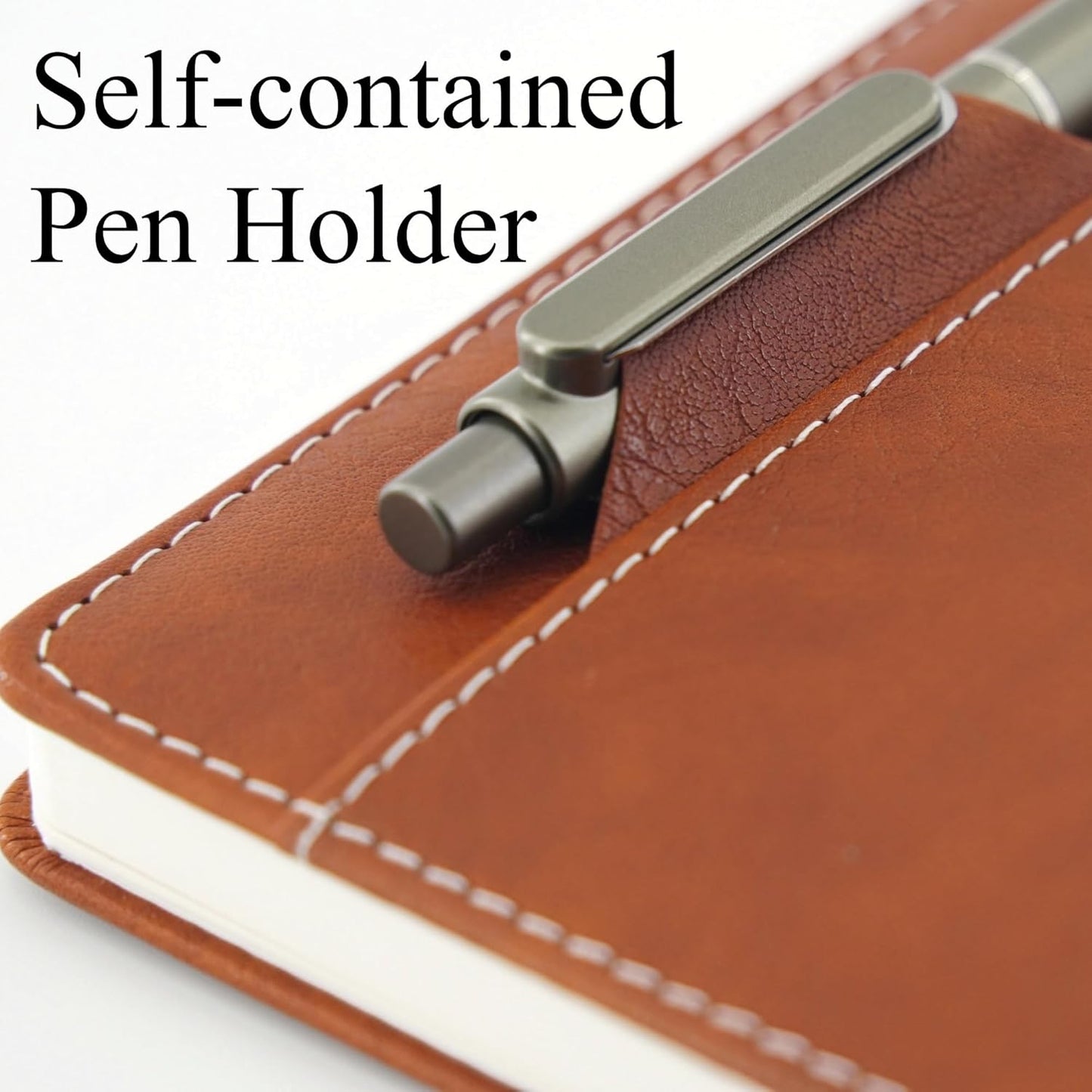 Premium Hardcover Executive Notebook with Pen and Pen Holder Clip, Card Pockets, 240 Pages, College Ruled, 80GSM, Leather Note Book for Work, Study, Diary and Other Scenarios, Suitable Journal for Both Men and Women