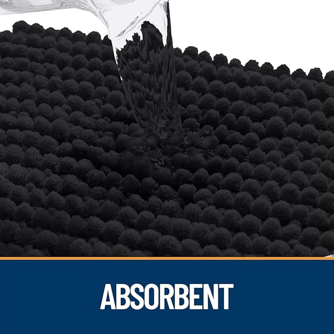 OLANLY Dog Door Mat for Muddy Paws 40x32, Ultra Absorbent Chenille Mud Doormat, Non-Slip Washable and Dirt Trapping Doormat for Indoor Entryway, Quick-Dry Indoor Pet Bed Mats for Dogs, Black