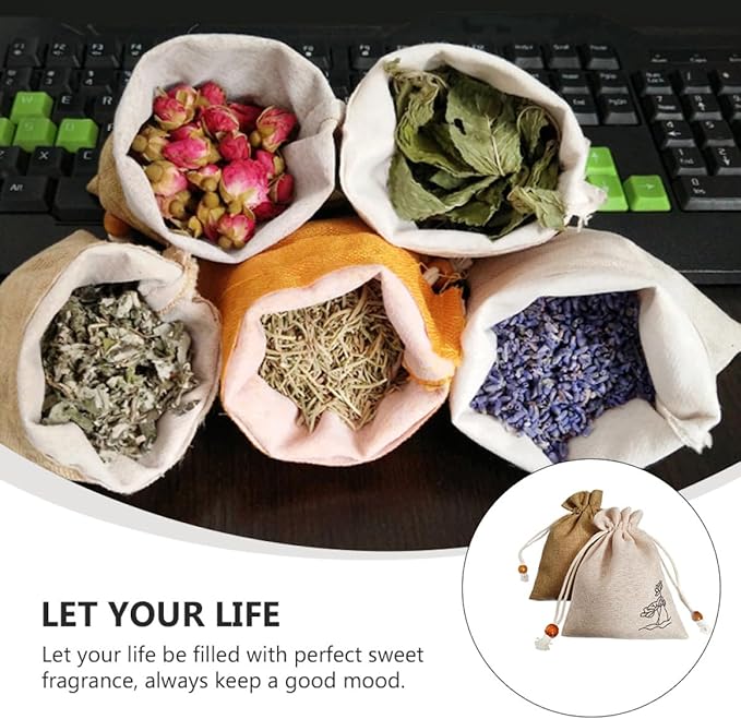 2Pcs Natural Dried Lavender Cotton Linen Sachets Air Freshener Bag for Closet Car with Floral Fragrance and Random Color and Scent 2pcs Random Color
