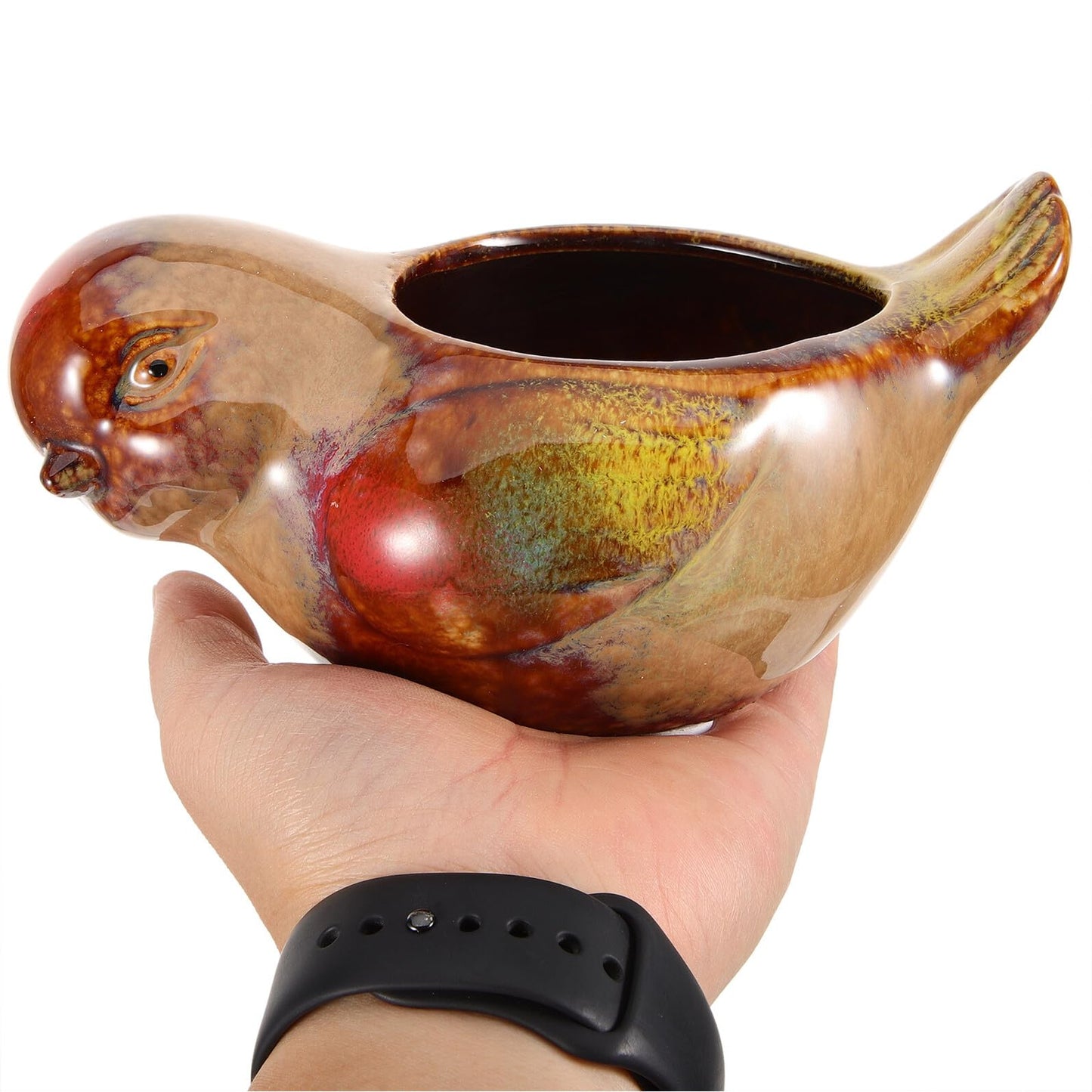 CONGARTENO Ceramic Succulent Planter Pot Bird Shape with Reactive Glaze for Indoor Outdoor Plants Small Decorative Flower Pot for Bonsai and Cactus