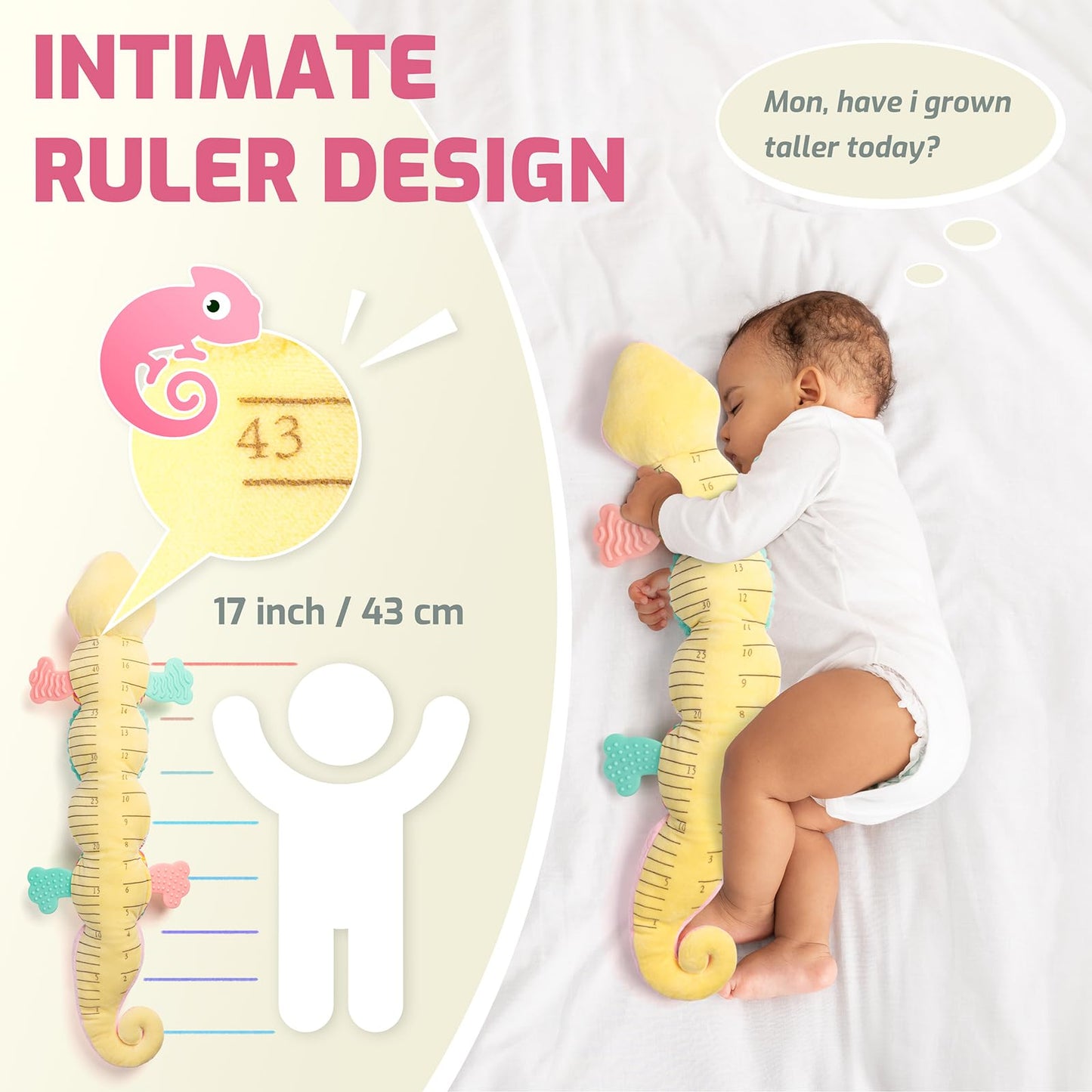 Sumobaby Infant Baby Musical Stuffed Animal Toys for 0-3-6-12 Months,Multi Sensory Toys with Crinkle and Rattles, Tummy Time Toys for Newborn Boys Girls, Dinosaur, Pink