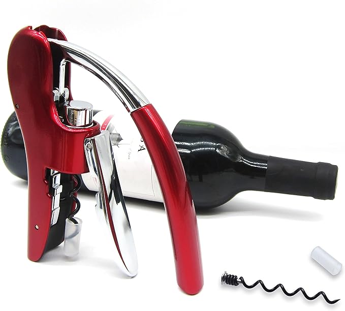 KAYCROWN Wine Bottle Opener, Vertical Lever Corkscrew with Built in Foil Cutter Design, Manual Handheld Corkscrew with Ergonomic Lever Pump