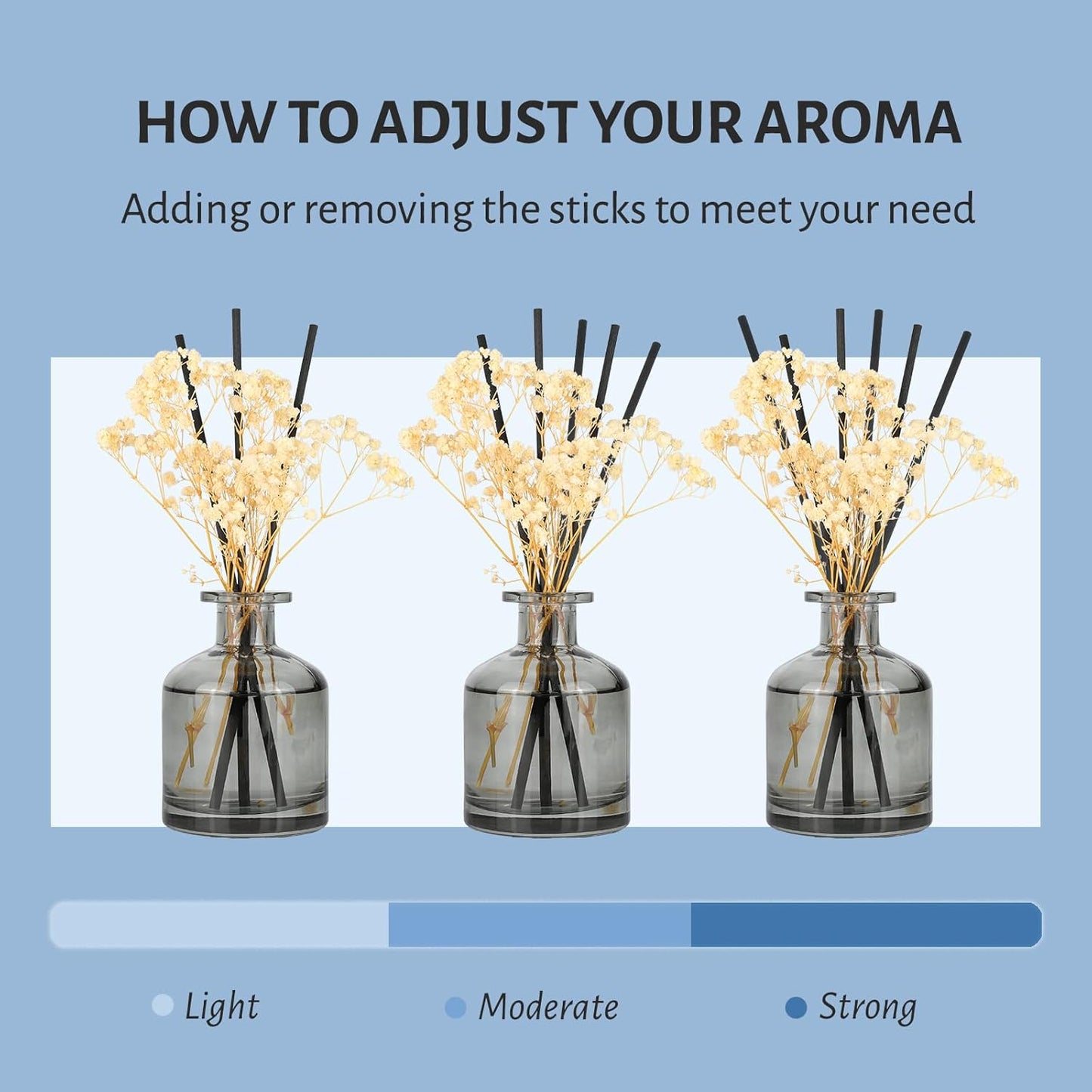 Brakula Reed Diffuser Set, 6.09 fl oz (180 ml)- Bamboo with 8 Reed Sticks, Home Fragrance Reed Diffuser for Bathroom Shelf Decor