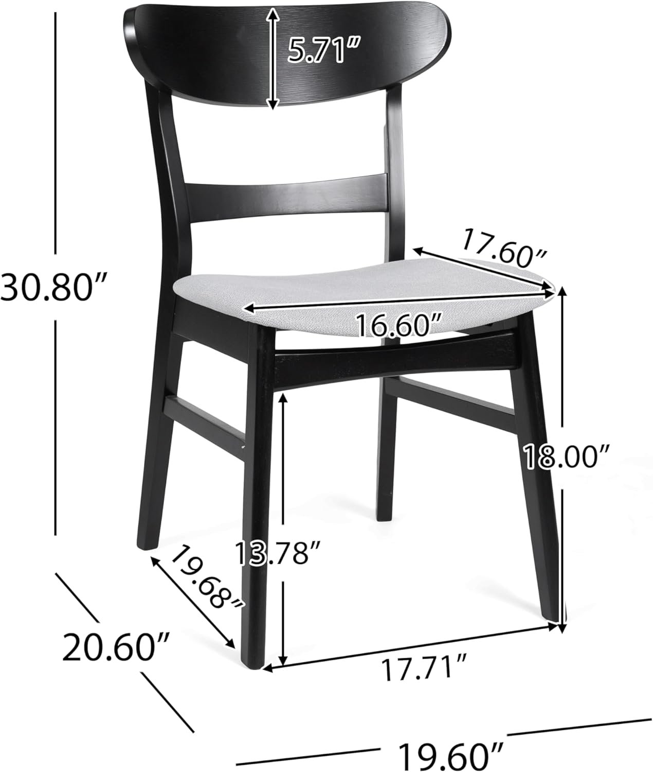 Christopher Knight Home Bryner Dining Set, 19.6 "W x 20.6 "D x 30.8 "H, Black + Light Gray