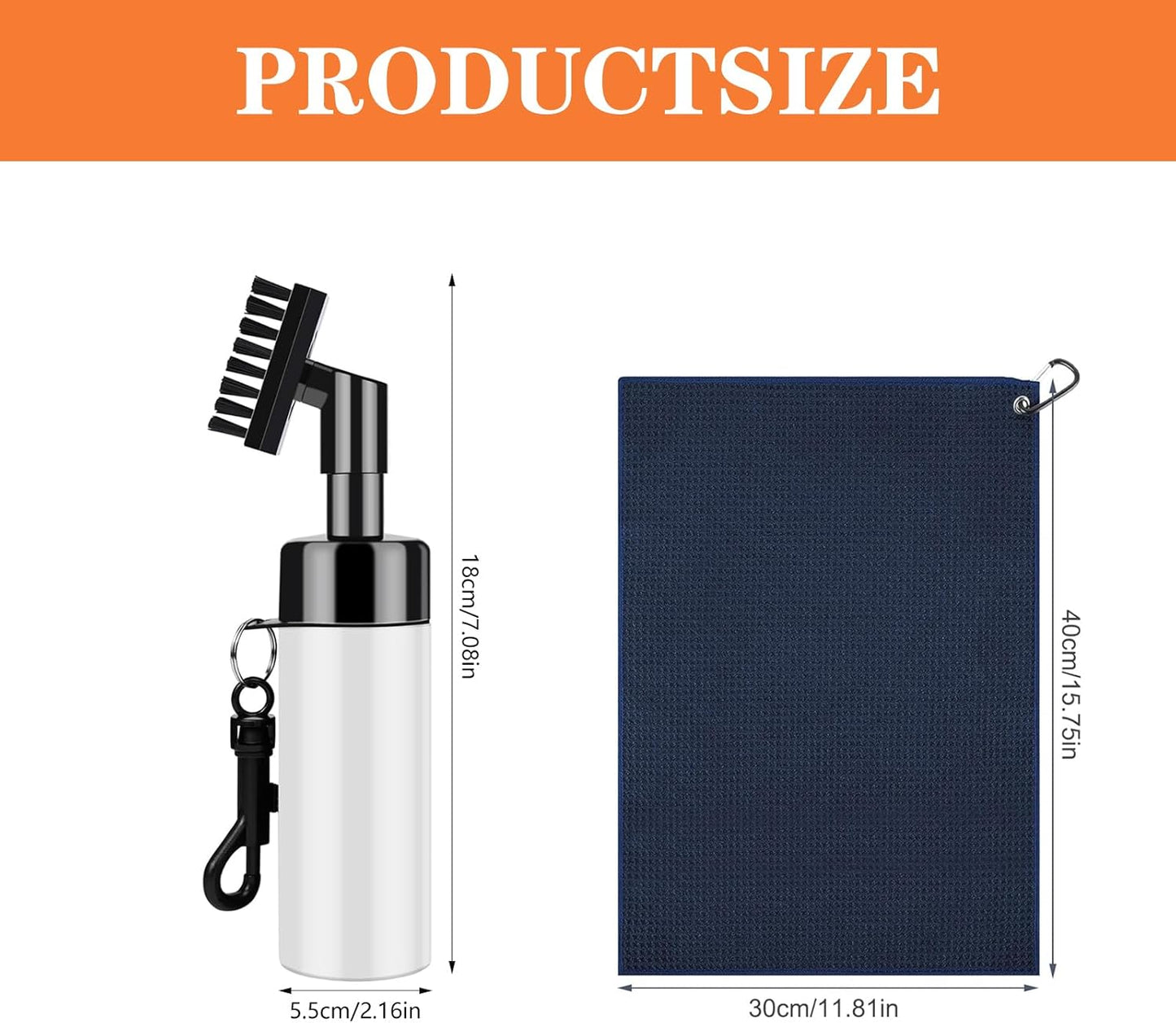 Pro Golf Club Cleaner,Includes Water Golf Club Brush Golf Towel Golf Accessories,Heavy Duty Retractable Clip- Squeeze Bottle for Easy Cleaning with Nylon Bristles- Holds 4 Oz Water(White)