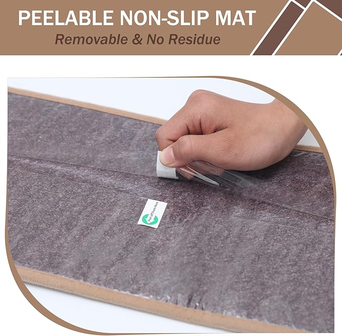 Stair Treads for Wooden Steps, 4 Pack 8" X 30" Beige Stair Runner Carpet Indoor with Reusable TPE Adhesive Backing, Carpet Stair Treads for Kids Elders and Pets, Prevent Slipping on Stairs