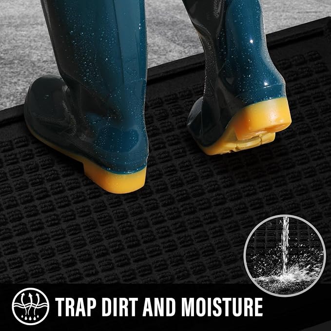 Boot Tray, Heavy Duty Waterproof Shoe Drying Mat, Non-Slip Entryway Tray for Muddy Boots, Indoor Outdoor Use, 15x30 inches, Black