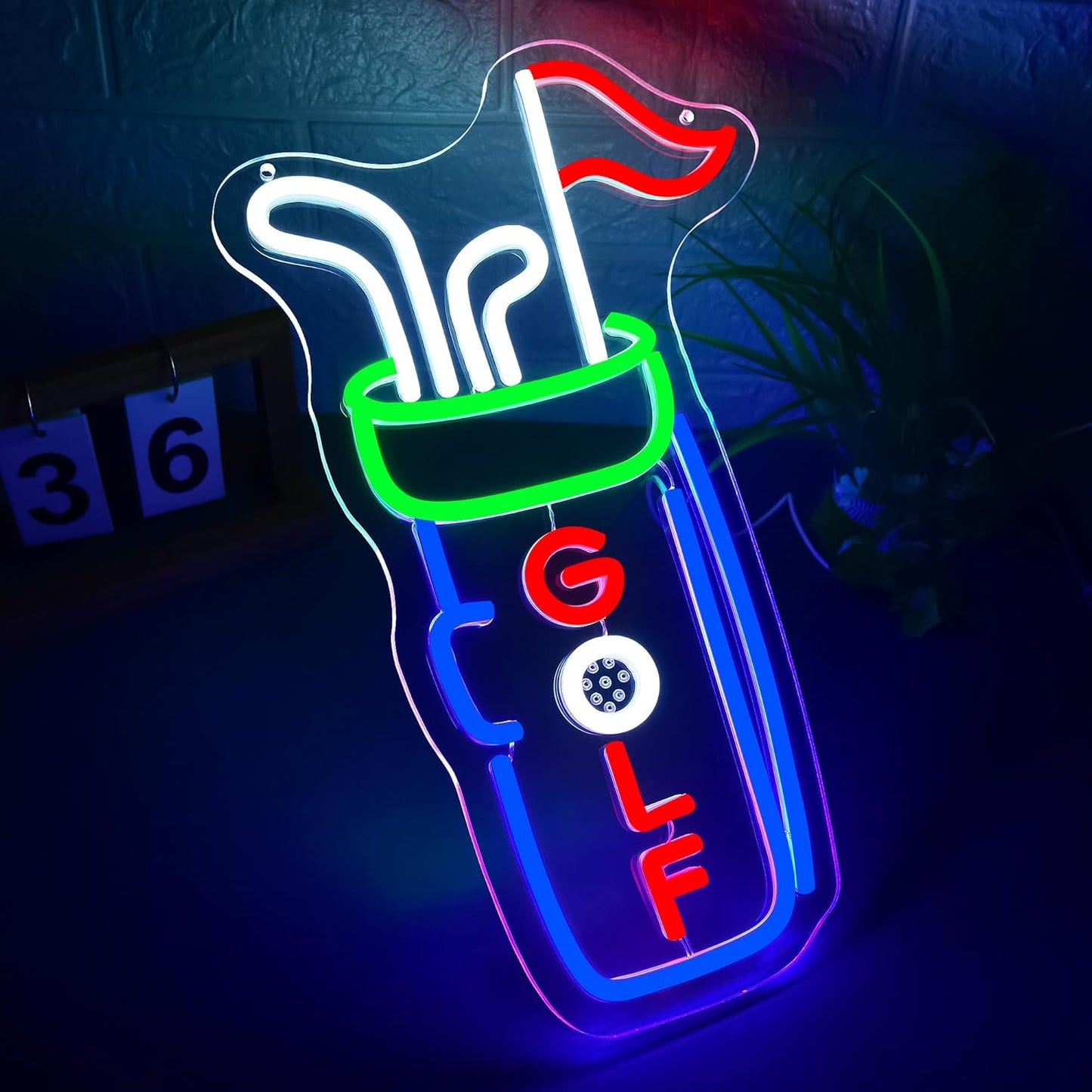 Golf Bag Neon Sign for Wall Decor Dimmable Golf Neon Light for Man Cave Bag LED Light Up Sign for Course Gym Club Store Bedroom Office Park Party Club Decor Birthday Gifts Size14.6 * 9.4In(WZCP225)