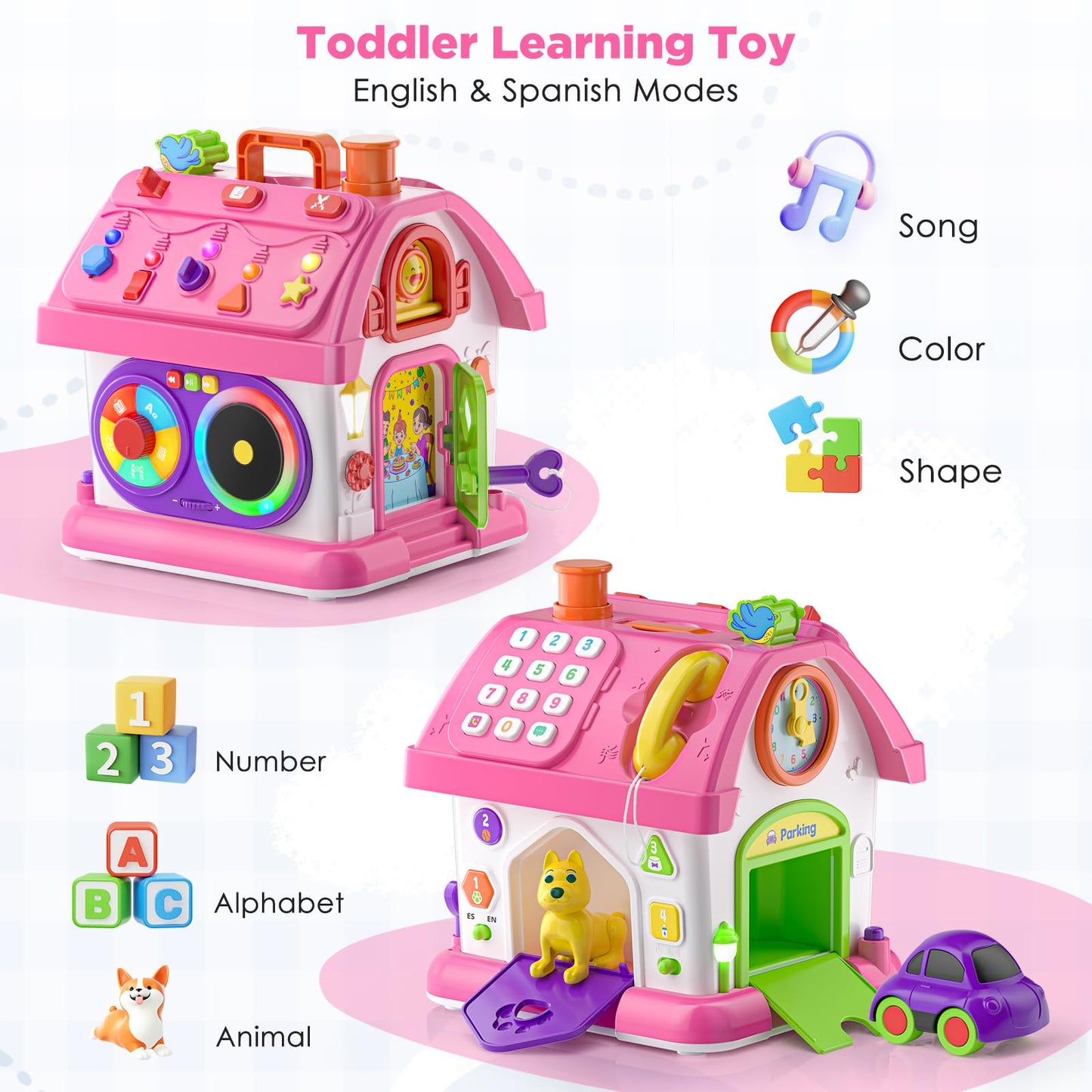 Vahome Musical Montessori Toys for 1 Year Old Girl Gifts, First Birthday Gifts for 1 Year Old Girl, Educational Baby Toy 12-18 Month Toddlers Ages 1-2 (Pink)