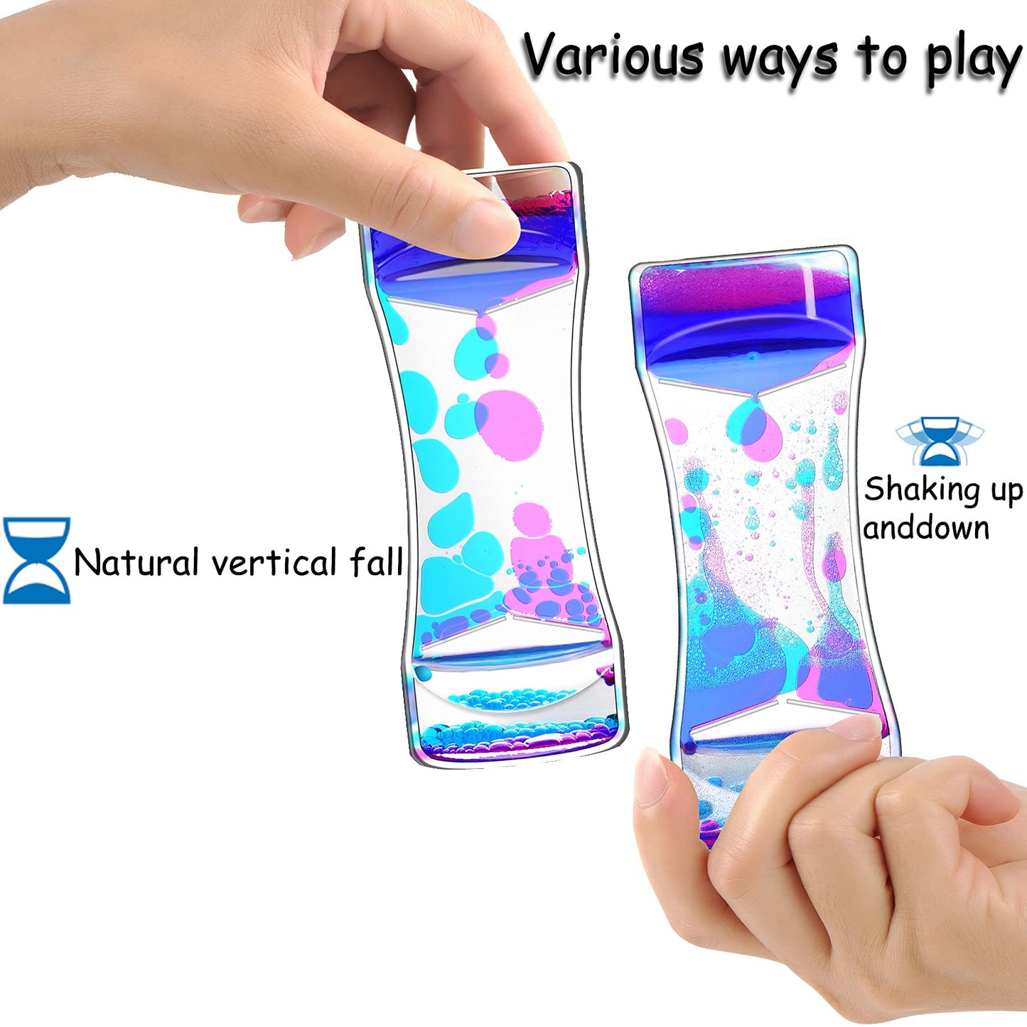 FKYTION Liquid Motion Bubbler Timer Pack of 4 Colorful Hourglass Liquid Bubbler ADHD Fidget Sensory Toys for Kids, Teenagers, Adults