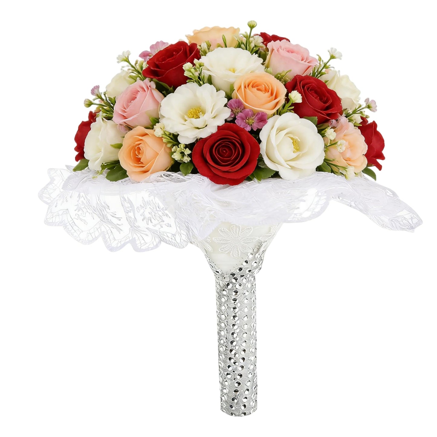 jojofuny Floral Foam Bouquet Holder with Lace – DIY Wedding Bridal Bouquet Mold for Fresh & Artificial Flowers, Perfect for Brides, Florists & Wedding Decor, Ideal for Bridal & Bridesmaid Showers