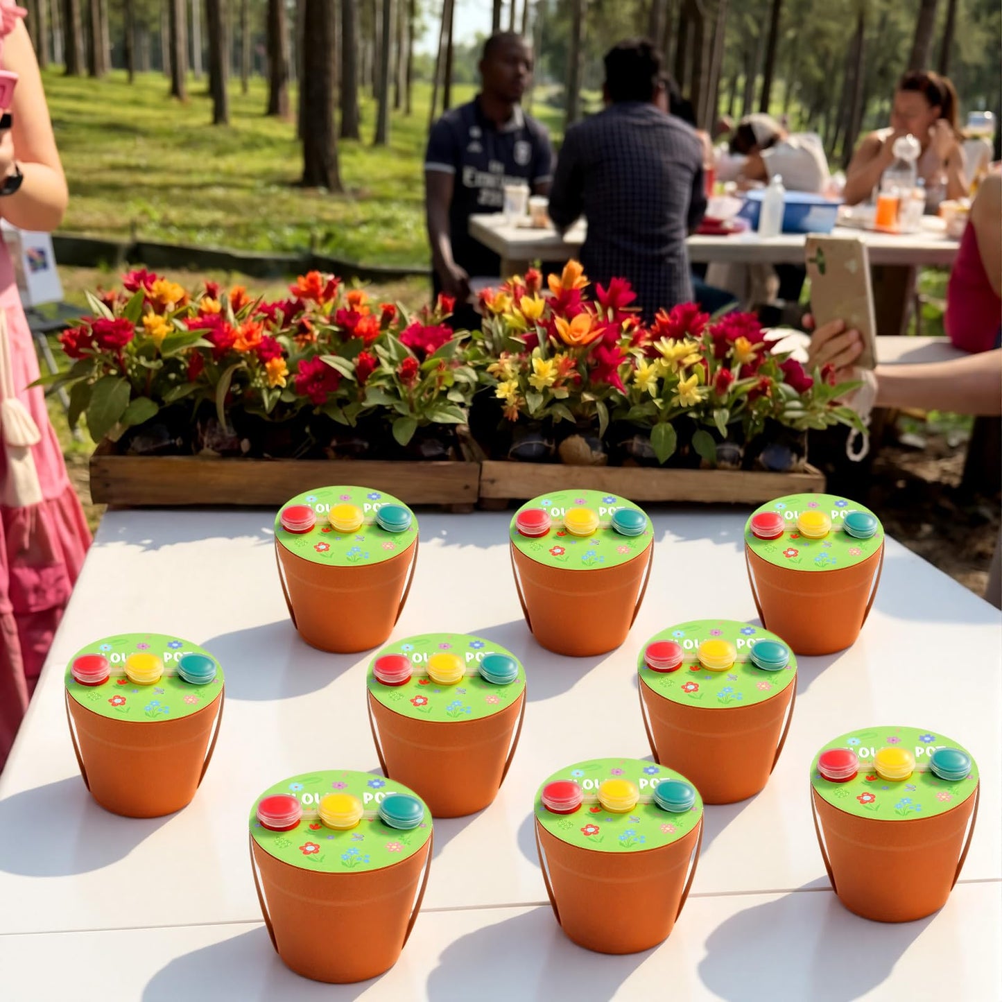 Ferrochef 30 Set Paintable Flower Pot with Drainage Craft Kit DIY Flower Plant Crafts with Paint Flowerpot Lid for Spring Summer Gardening Art Project Classroom Party Activities