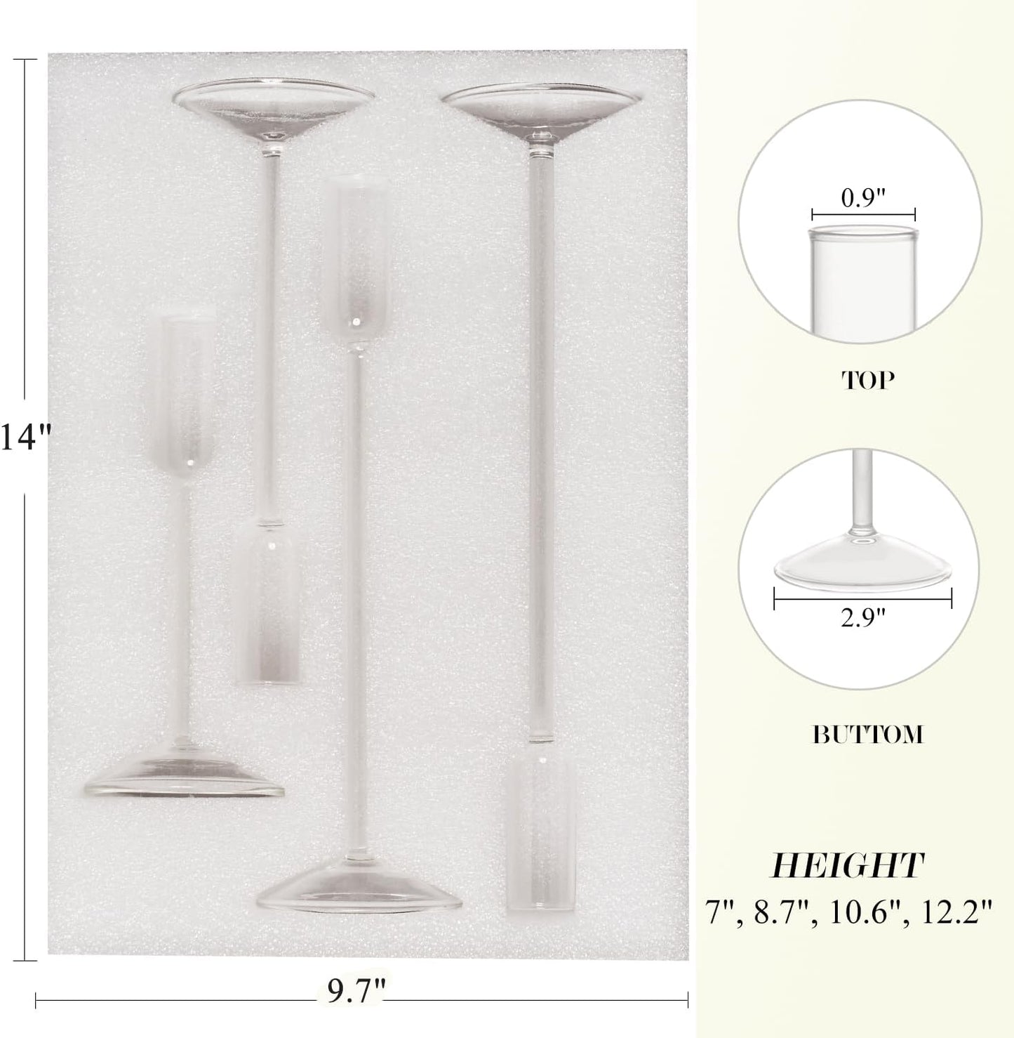 Willceka Candle Holder, Glass Taper Candle Tall Candlestick Holder, 4 Different Heights, for Table Centerpiece, Wedding, Party, Clear, 4pcs