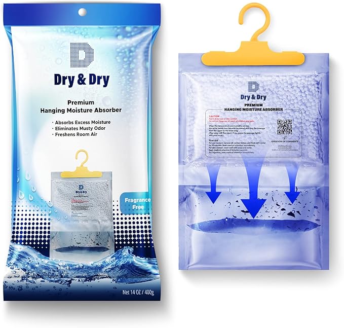 Dry & 20 Packs [Net 14 Oz/Pack] Moisture Absorbers Dehumidifiers for Home Dehumidifier Basement Bedroom Small -, DDHM-20 Pack(Large), Blue White