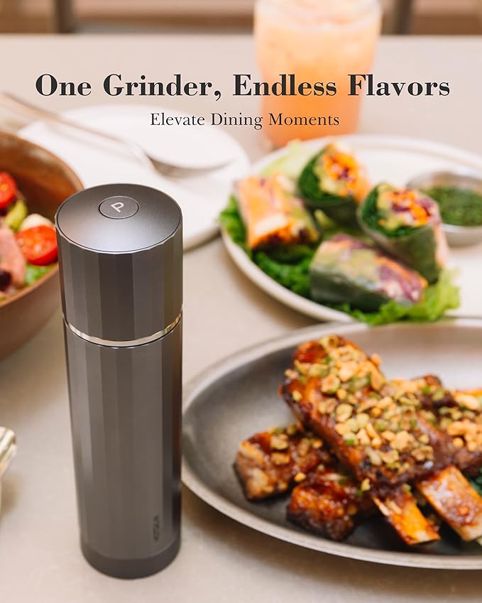 Pepper Grinder Manual – Hotqilin Adjustable Pepper Mill Grinder with 60+ Coarseness Settings, All Metal Design, High Output, Mess-Free Refillable, Heavy Duty