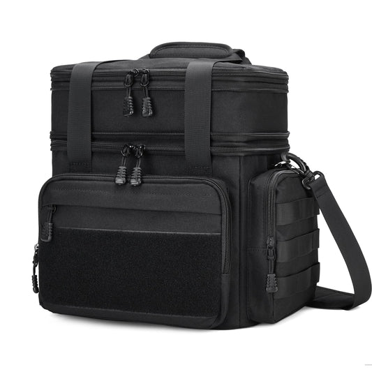 Gafetrey Tactical Lunch Box for Men, Insulated Lunch Bag Adult, Thermal Lunchbox Leakproof Waterproof Cooler Bag, Large Lunch Pail for Work Office Camping Travel (Black)