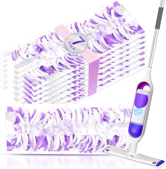 7 Pack Disposable Mop Pads Compatible with Swiffer PowerMop, Replacement for Swiffer Power Mop Refills, Super Absorbent & Scrubbing Power, Dry&Wet Use for Wooden Floors Tiles & Hard Surfaces Cleaning
