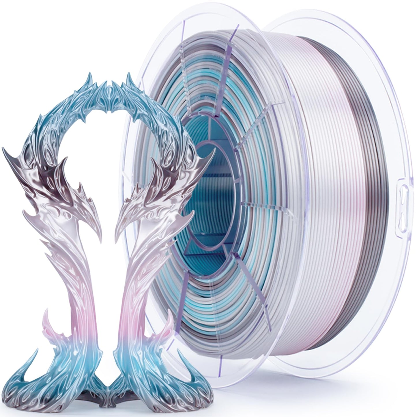 ZIRO Fast Color Change PLA, 1.75mm Color Gradient Filament, Glossy Rainbow PLA Filaments, Fit Most 3D Printer Pen, Shiny Surface