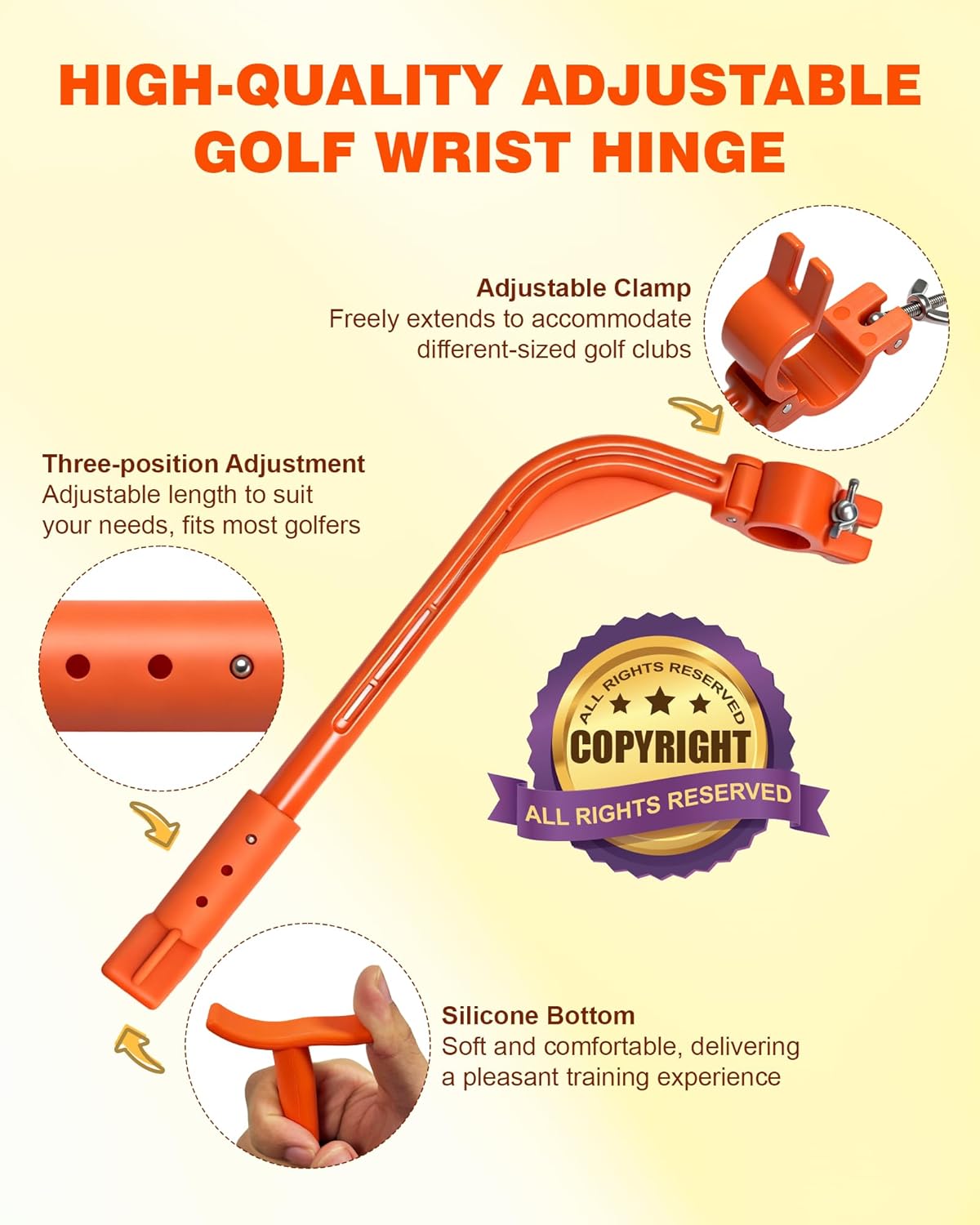 Golf Swing Trainer Aid, Adjustable Golf Training Wrist Aids Hinge, Silicone Golf Swing Correcting Trainer Accessories Tool, Golf Practice Equipment Gifts for Golfers, Beginners and Players