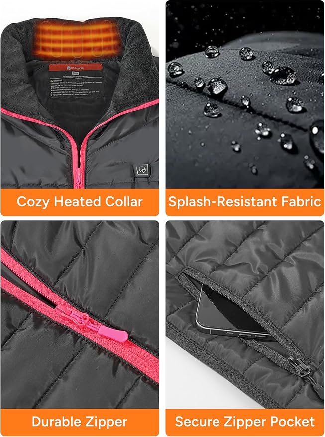 Dr. Prepare Heated Vest for Men, Heated Vest Women, Mens Heated Jacket with Adjustable Sizes (Battery Pack Not Included)