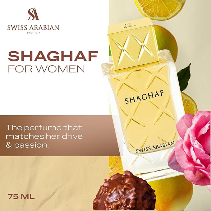 Swiss Arabian Shaghaf (Feminine) - Luxury Products From Dubai - Long Lasting Personal EDP Spray Fragrance - A Seductive Signature Aroma - 2.5 Oz