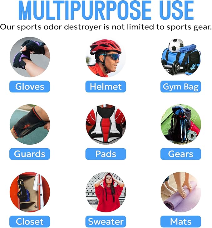 Sports Odor Destroyer Spray (1 x Bottle of 16.9oz / 500 ml), Sports Gear Odor Eliminator & Deodorizer Spray, Neutralizer & Refresher Spray For Protective Equipment, Sportswear & Outdoor Gear