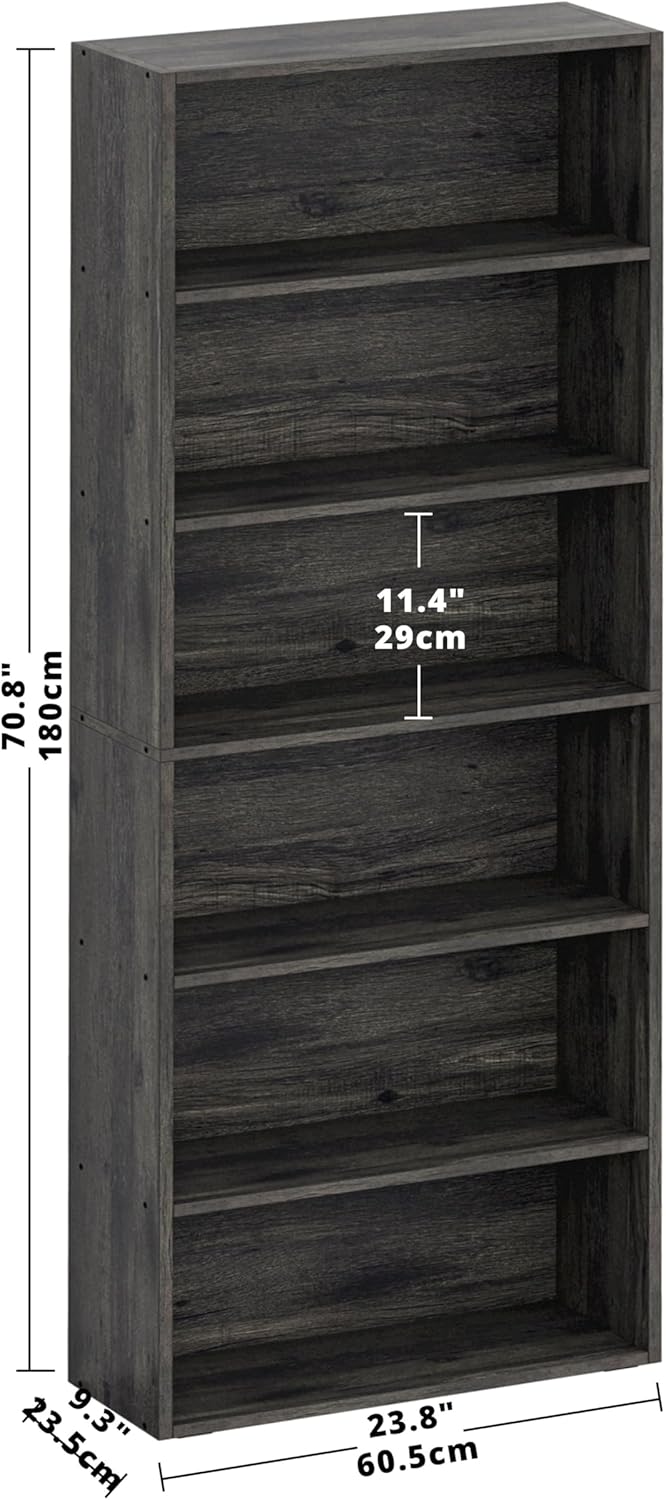 IRONCK Bookshelves and Bookcases Floor Standing 6 Tiers Display Storage Shelves 70 in Tall Bookcase Home Decor Furniture for Home Office, Living Room, Bed Room
