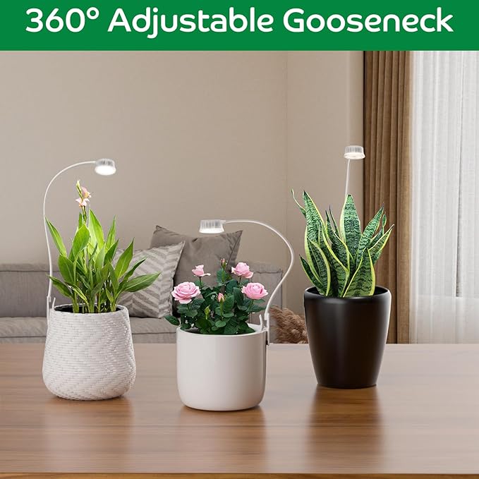 Grow Lights for Indoor Plants, Clip on Full Spectrum Plant Light, Plant Grow Lights Indoor with Adjustable Gooseneck and 10-Level Dimming, 3/9/12H Timer for Office Home (2 Packs)