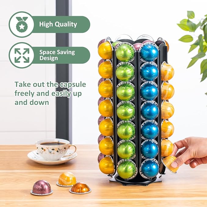 Rice rat Pods Holder Capsules with Central Extra Pod Storage (Carousel-56+ Pods)